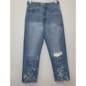 Madewell Womens Jeans Size 25 Lightwash Blue Distressed High Rise “The Dad Jean”